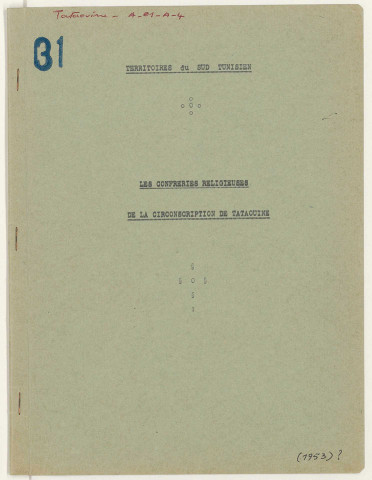 [Bureau des affaires indigènes de Tataouine], Les confréries religieuses de la circonscription de Tataouine, 36 f.