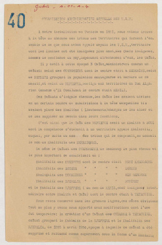 [Bureau des affaires indigènes de Gabès], Organisation administrative actuelle des territoires du Sud tunisien, 17 f.