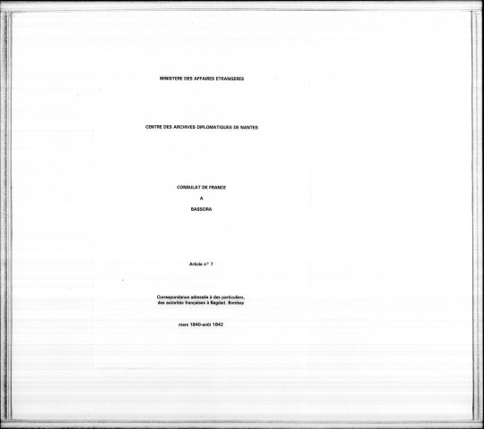 Minutier de la correspondance générale du poste (mars 1840-août 1842).