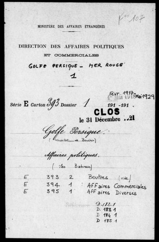 Golfe persique, Bouchir, Iles Bahrein