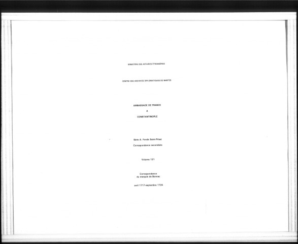 Affaires particulières (avril 1717-septembre 1724).