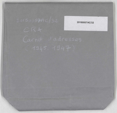 20160007AC/32 - CRA. Carnet d'adresses.