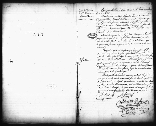 Actes d'état civil (août 1818-janvier 1828). Table.