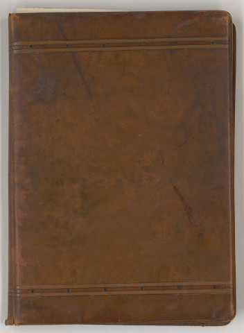 « Livre d'or » d'Henri Gouraud avec signatures et dédicaces, du 26 novembre 1918 au 13 octobre 1919 [relié couverture de cuir] et menus dont un specimen vierge aux armes de la République Française, illustré par Hansi, imprimé à Colmar (22 décembre 1918-13 octobre 1919).