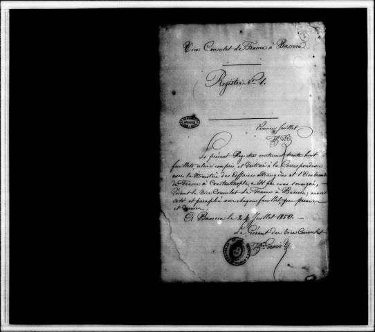 Minutier de la correspondance adressée au Ministère et à l'ambassade (mai 1850-janvier 1851).