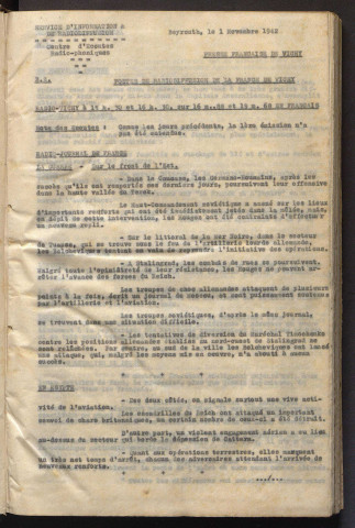 1er nov.-31 déc. 1942, + Paris-Mondial (2 nov. 1942) (vol. VIII).