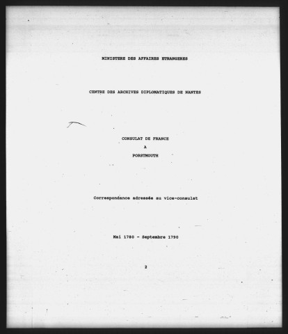 Correspondance adressée au vice-consulat (août 1782-septembre 1790).