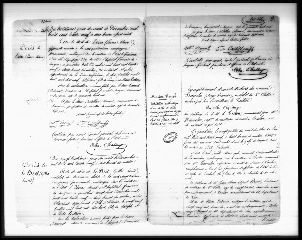 Actes de l'état civil (décembre 1839).