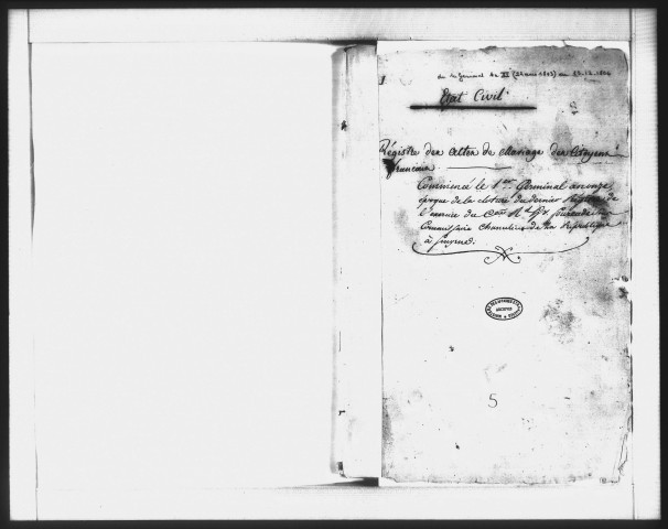 Actes de l'état civil (germinal an XI-décembre 1806).