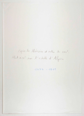 Mémoires et documents.