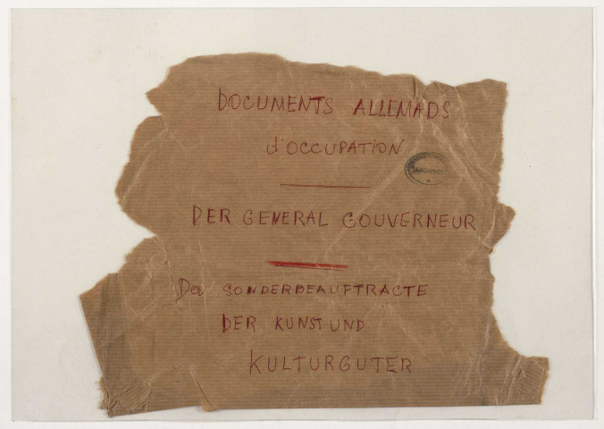 209SUP/891 - Inventaires allemands des collections spoliées en Pologne et aux Pays-Bas