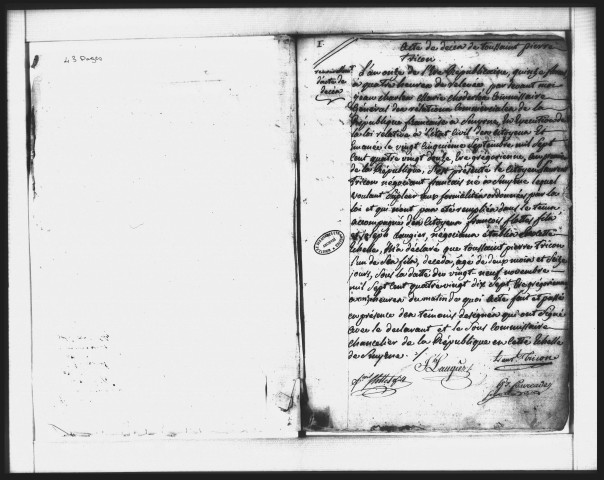 Actes de l'état civil (floréal an XI-janvier 1807).