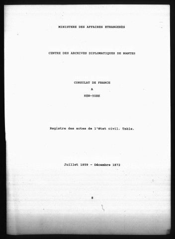 Actes de l'état civil (juillet 1859-1872).