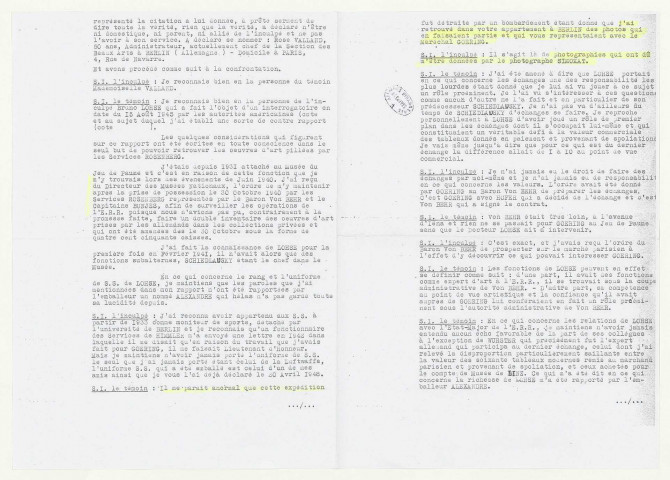 9 photographies et un cliché de Rose Valland ; carte d'étudiante de Joyce Heer, étudiante à l'Université de Paris-Sorbonne en 1974-1975.