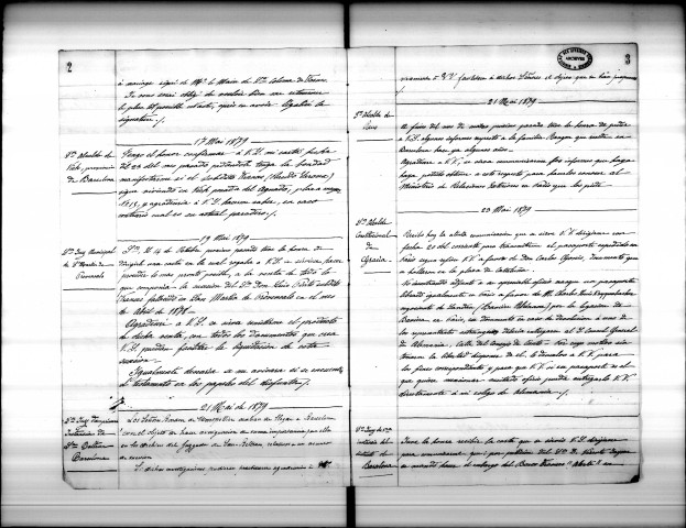 Autorités espagnoles (mai 1879-janvier 1882).