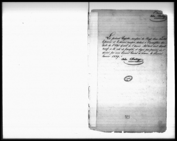 Actes de l'état civil (janvier-décembre 1839).