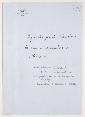 209SUP/916 - Dossiers personnels Rose Valland