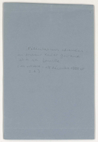 Félicitations, hommages.