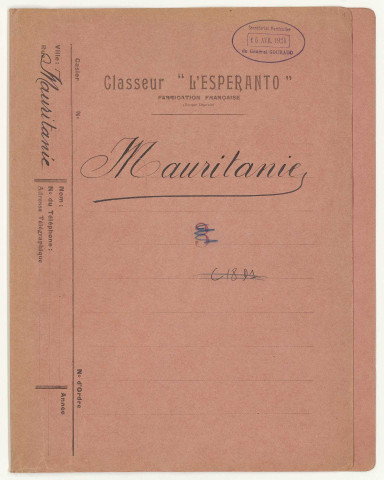 Administration du territoire de la Mauritanie.