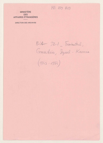 209SUP/229 - Dossiers B29-B30 - BIA 321 à 350