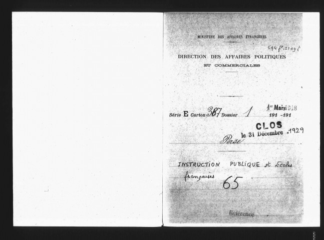 Instruction publique et établissements français.