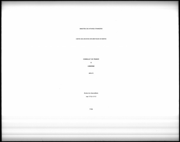 Actes de chancellerie (mai 1713-septembre 1717).