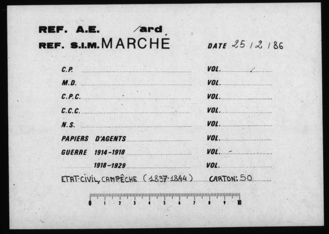 Campeche (1837-1844); Candie (1817-1883); Carthagène [de Colombie] (1832-1844); Cassel (1809-1865); Cavala (1850-1858); Caracas (1839-1851)