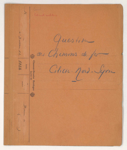 Dossier 4 et pièces annexes : 4e bureau, question de la réduction des tarifs sur le chemin de fer du réseau Damas, Hama et Prolongements (D.H.P.) et question des Chemins de fer Cilicie Nord Syrie.