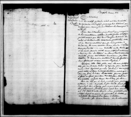 Minutier de la correspondance de Summaripa, ancien agent consulaire de France à Bassora, avec Raymond, consul en titre (mai 1814-mai 1815).