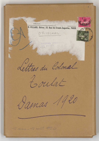 Lettres particulières adressées par le colonel Toulat : originaux et transcription dact.