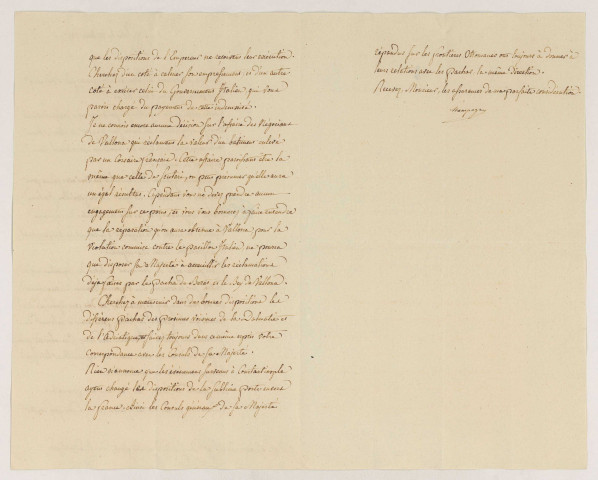 Lettres de Champagny, ministre des Relations extérieures, adressées à Julien Bessières, consul général de France à Venise (Paris, 22 août 1807, Fontainebleau, 28 septembre et 15 octobre 1807).