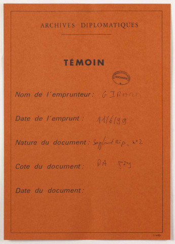 209SUP/898 - Documentation du BCR