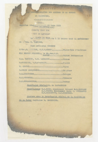 Notes des secrétaires français