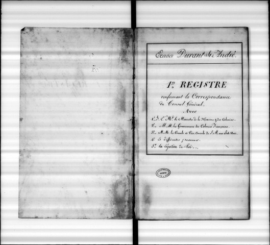 Départ (22 décembre 1823-16 juin 1829). Index des minutes.