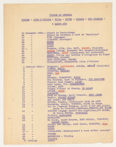 Journal de voyage d'Henri Gouraud, du 15 décembre 1933 au 24 janvier 1934