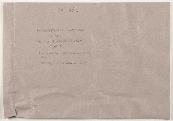 209SUP/891 - Inventaires allemands des collections spoliées en Pologne et aux Pays-Bas