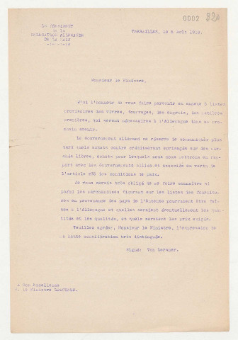 Sous-commission et conférence du ravitaillement des mineurs allemands