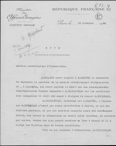 Missions archéologiques.