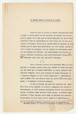 Rapports, articles et conférences sur le mandat français en Syrie et au Liban