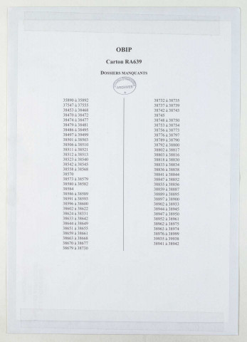 209SUP/639 - OBIP 38452 à 38975