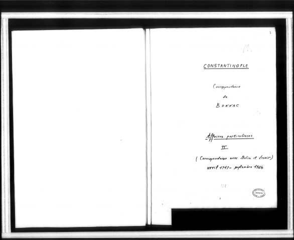 Affaires particulières (avril 1717-septembre 1724).