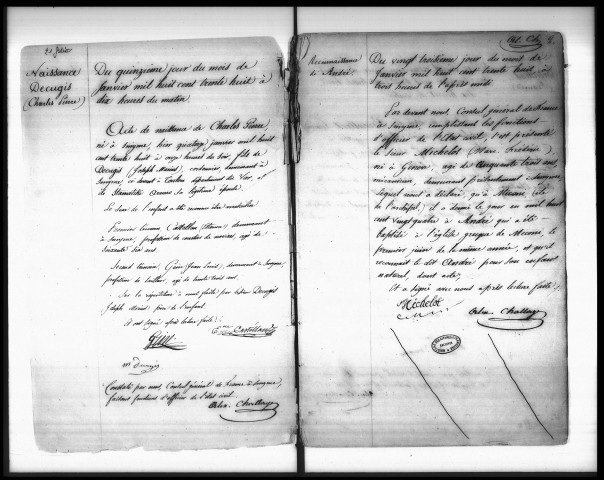 Actes de l'état civil.