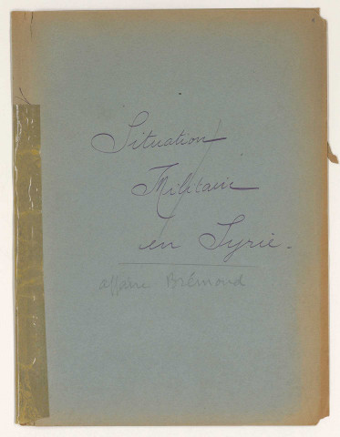 Enquête confiée à M. de Fabry, inspecteur des Finances, conseiller financier du Haut-Commissariat.