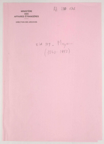 209SUP/230 - 209/SUP/230 - Dossiers B31-B32 - BIA 351 à 358