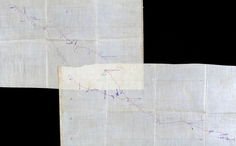 Carnet de relevés topographiques établis par L. Gérardin en Oubangui-Chari ( carte au 1/1000e), commencés