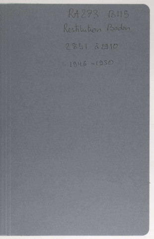 209SUP/273 - 209/SUP/273 - Dossiers B115-B116 - BIA 2851 à 2950