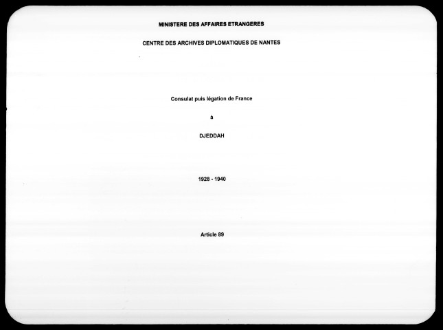 Relations du Hedjaz avec la France.