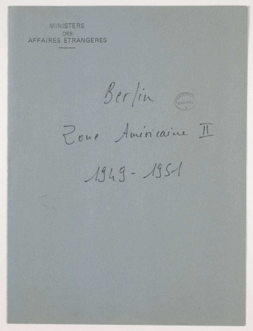 209SUP/917 - Zone américaine de Berlin et collections d'art des Pays-Bas