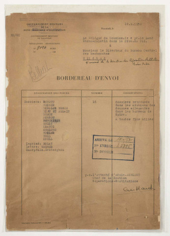 209SUP/888 - Dossiers provenant des douanes allemandes à Spire/Devisenstelle