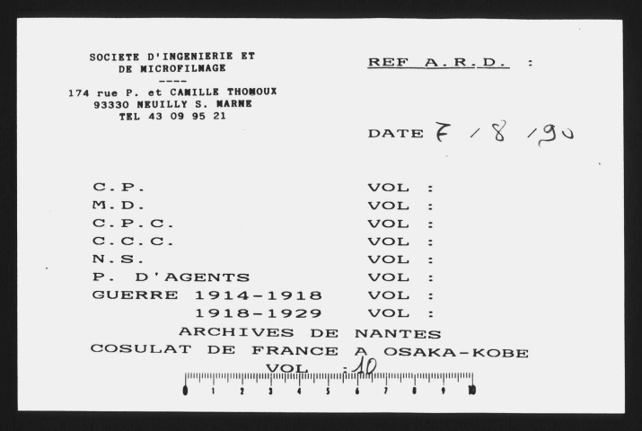 Correspondance avec le consulat de France à Yokohama (mai 1895-mai 1899).